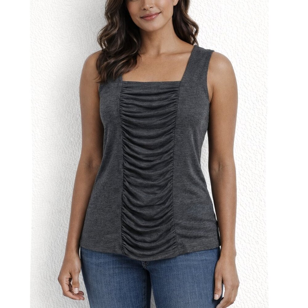 Jana - Sleeveless Square Neck Ruffle Tank